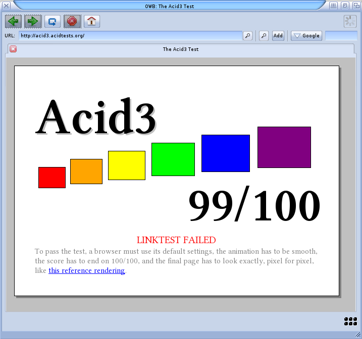 OWB MorphOS 1.1 Acid3 OWB MorphOS 1.1 Acid3